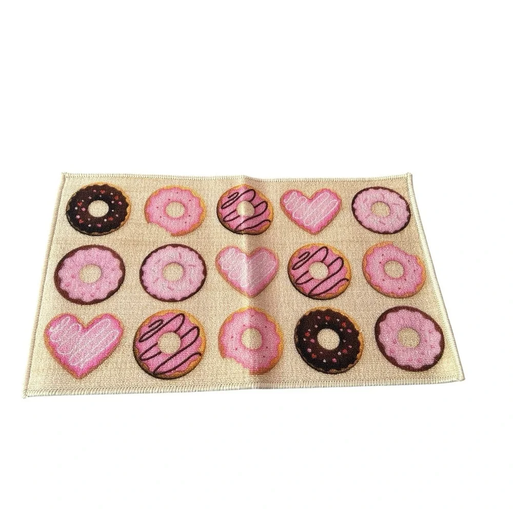 NEW novelty home decor rug donuts love valentines day 29x17 inches